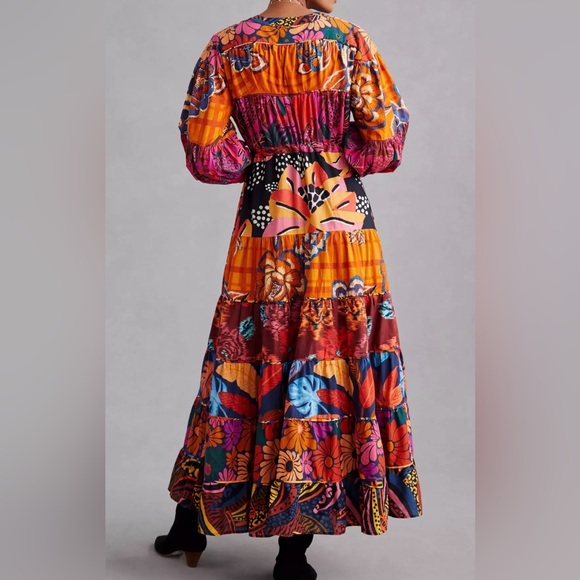 FARM Rio x Anthropologie Women’s Multicolor Button Front Maxi Dress Size Small - Picture 2 of 12